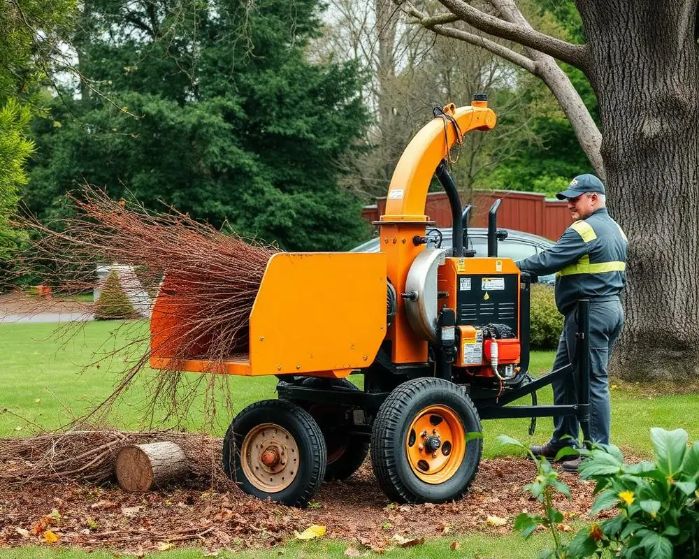 Broyage des branches et terrain laissé propre après une intervention d'élagage